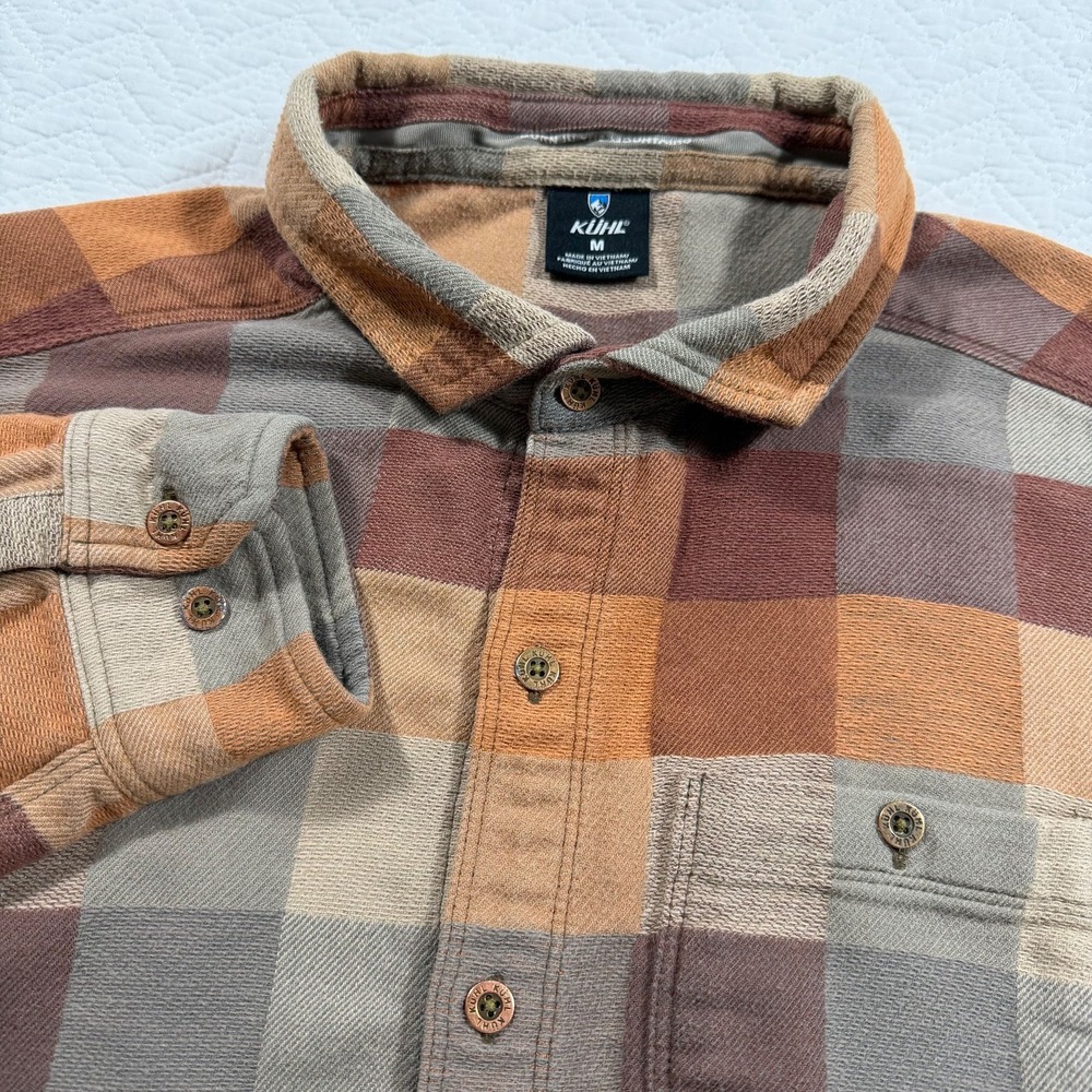 Kuhl Mens Long Sleeve Plaid Flannel‎ Button Up Shirt Size Medium Flaws